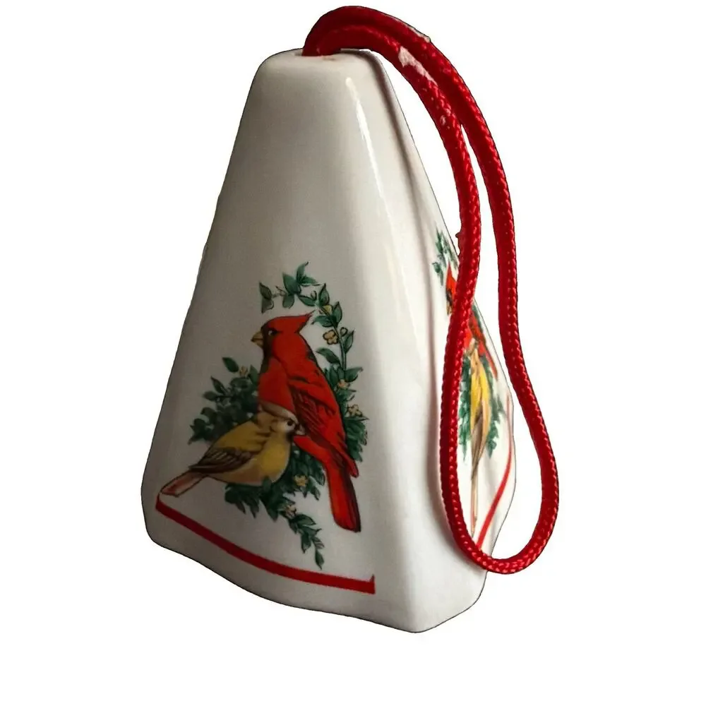 Vintage Ceramic Christmas Ornament Cardinal Birds Potpourri Fragrance Holder